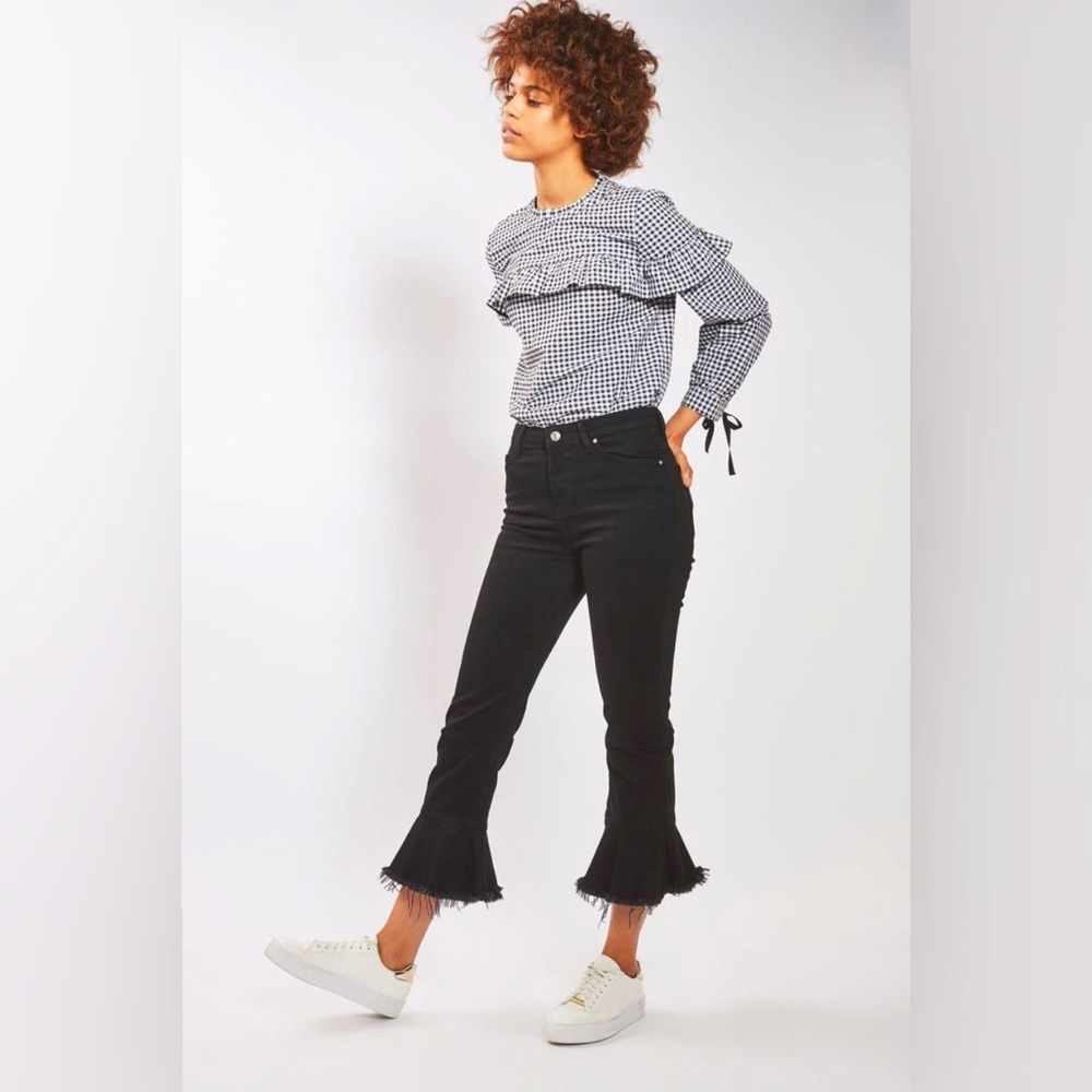 Topshop Jeans 26 Moto Dree Frill Hem Kick Flare!